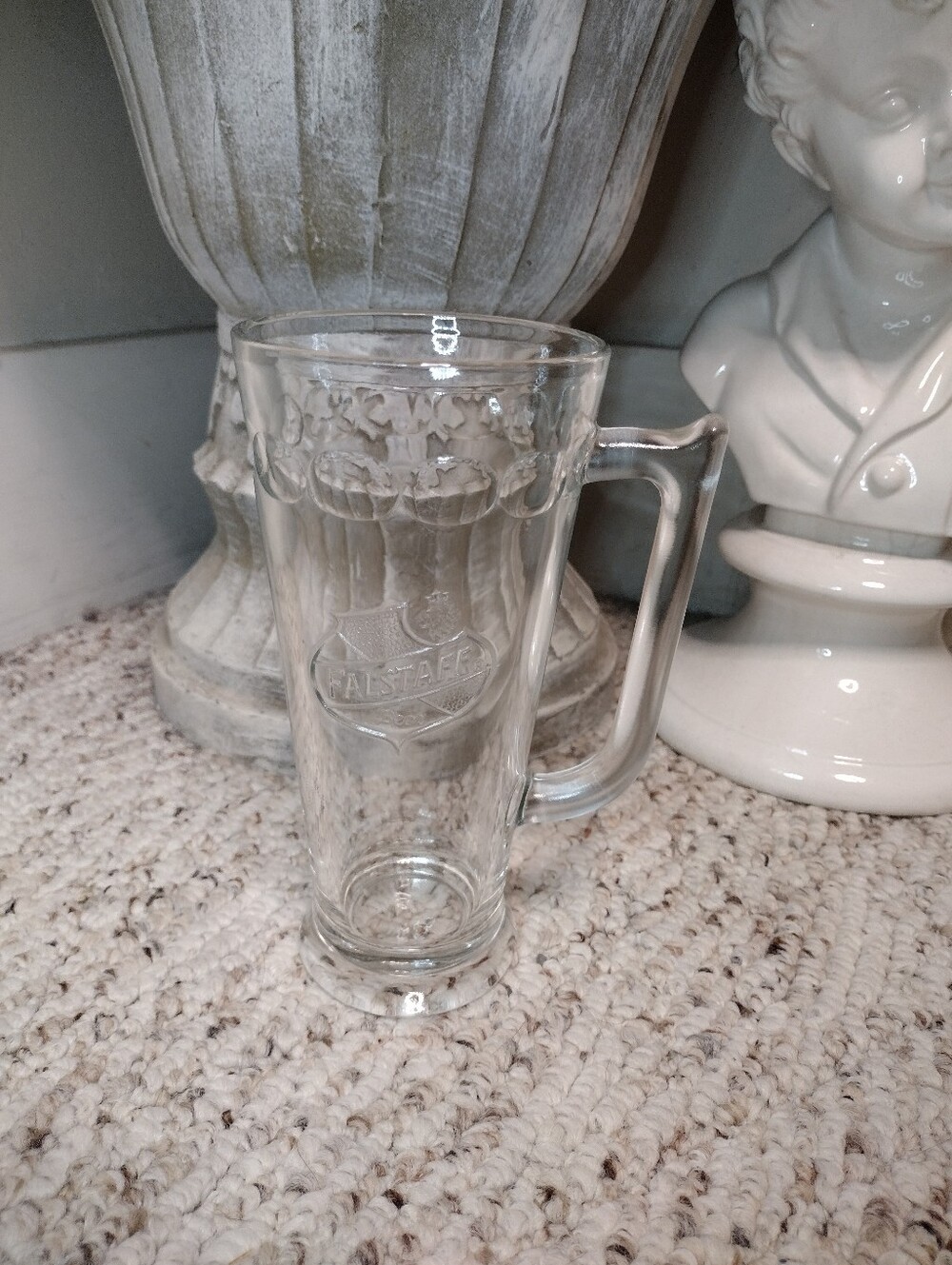Vintage 1960's Falstaff Clear Glass Beer Mug Produced In St. Louis Missouri - Picture 1 of 7